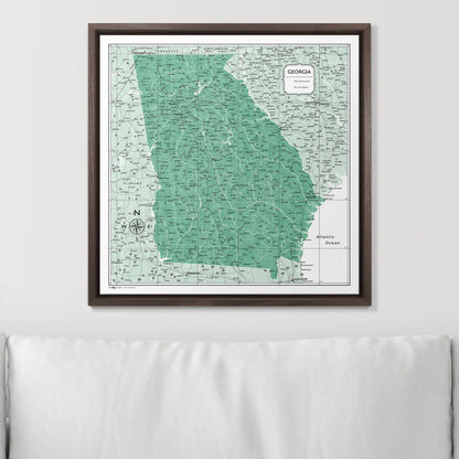 Push Pin Georgia Map (Pin Board) - Green Color Splash CM Pin Board