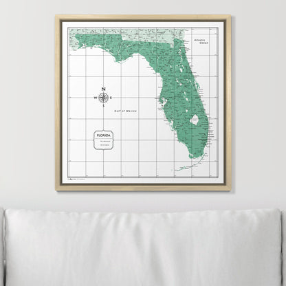 Push Pin Florida Map (Pin Board) - Green Color Splash CM Pin Board