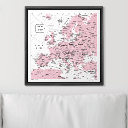 Push Pin Europe Map (Pin Board) - Pink Color Splash CM Pin Board