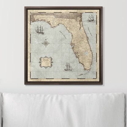 Push Pin Florida Map (Pin Board) - Rustic Vintage CM Pin Board