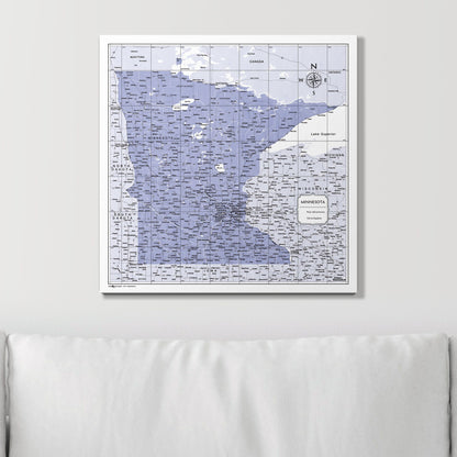 Push Pin Minnesota Map (Pin Board) - Purple Color Splash CM Pin Board