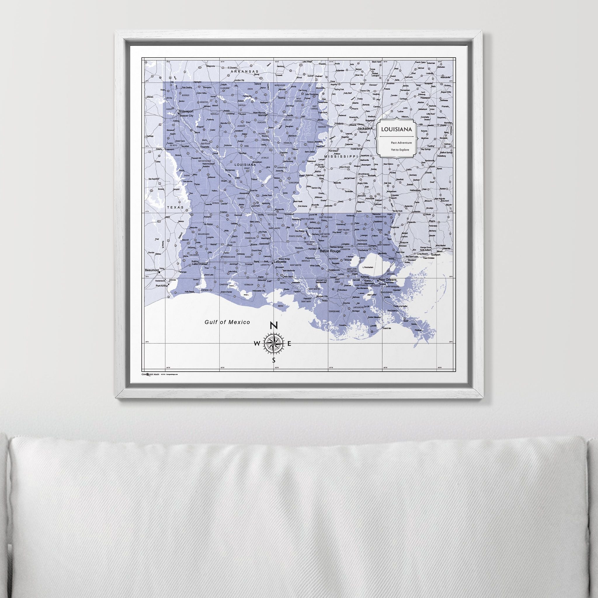 Push Pin Louisiana Map (Pin Board) - Purple Color Splash CM Pin Board