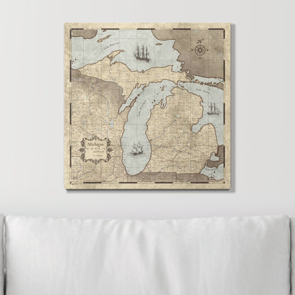 Push Pin Michigan Map (Pin Board) - Rustic Vintage CM Pin Board