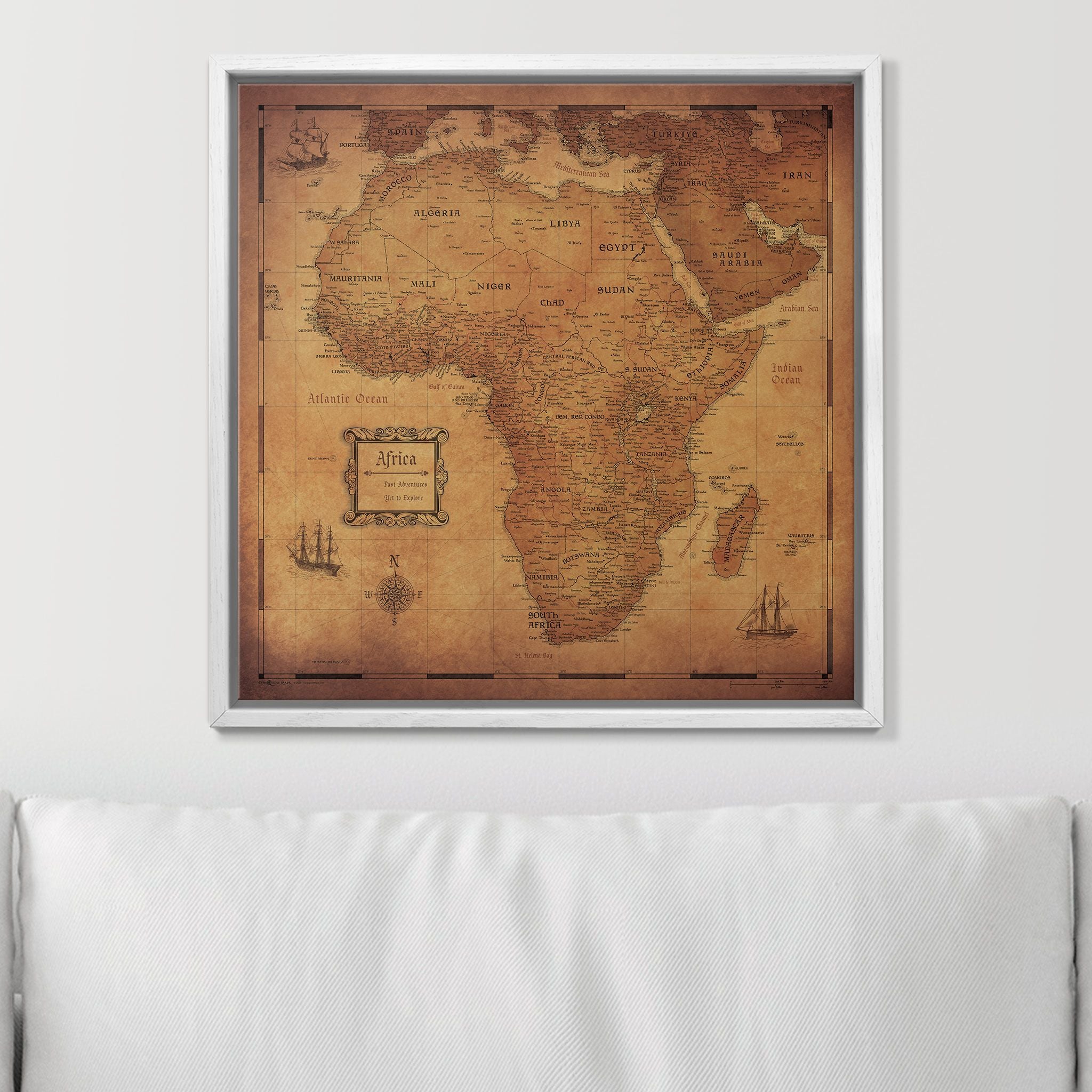 Push Pin Africa Map (Pin Board) - Golden Aged CM Pin Board