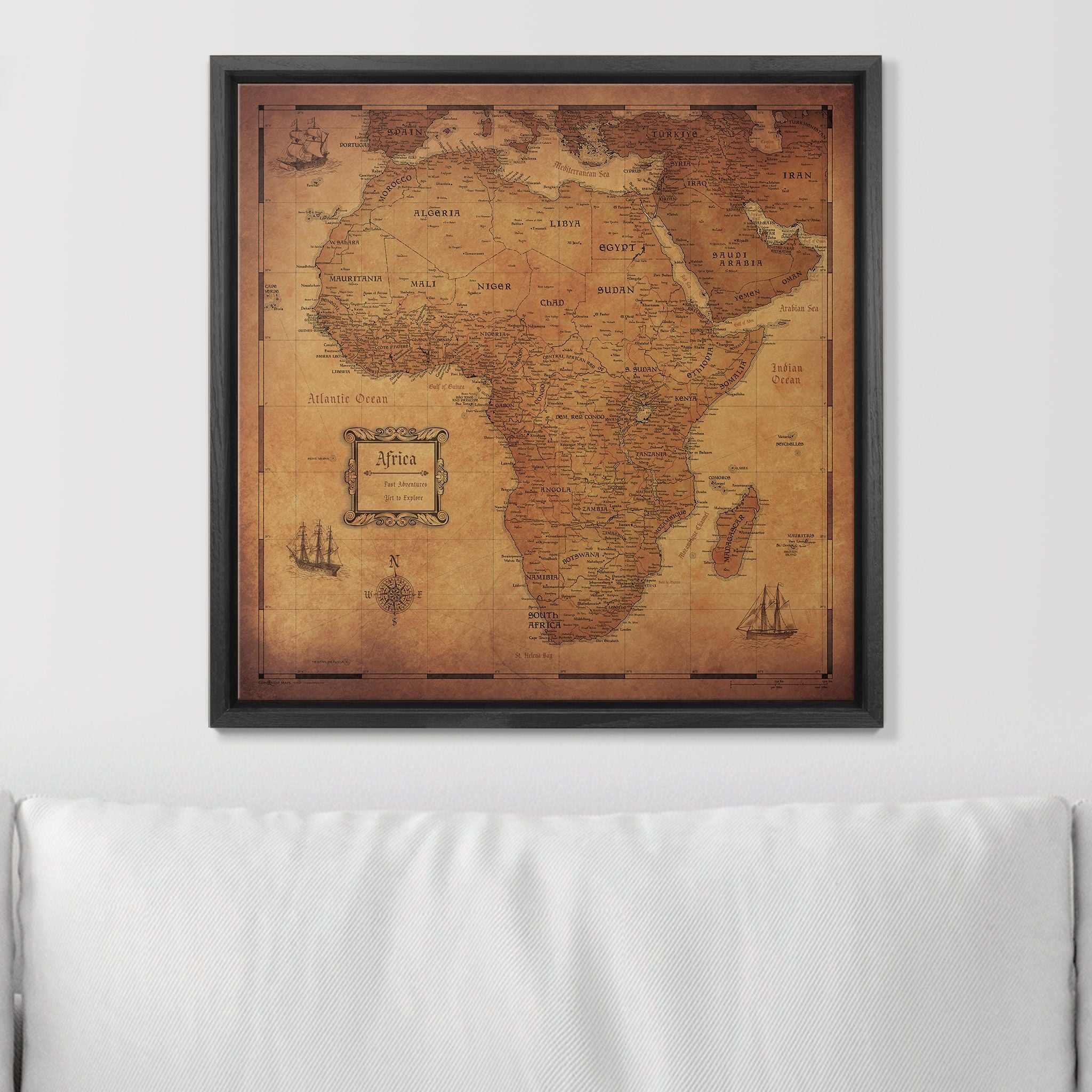 Push Pin Africa Map (Pin Board) - Golden Aged CM Pin Board