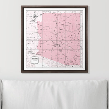 Push Pin Arizona Map (Pin Board) - Pink Color Splash CM Pin Board