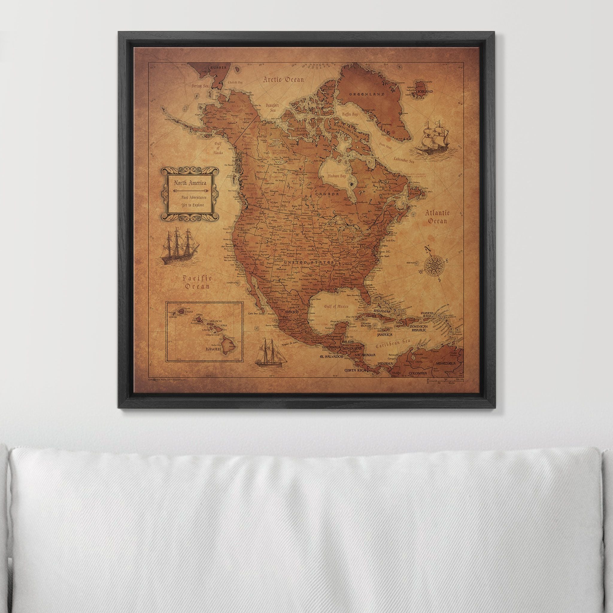 Push Pin North America Map (Pin Board) - Golden Aged CM Pin Board