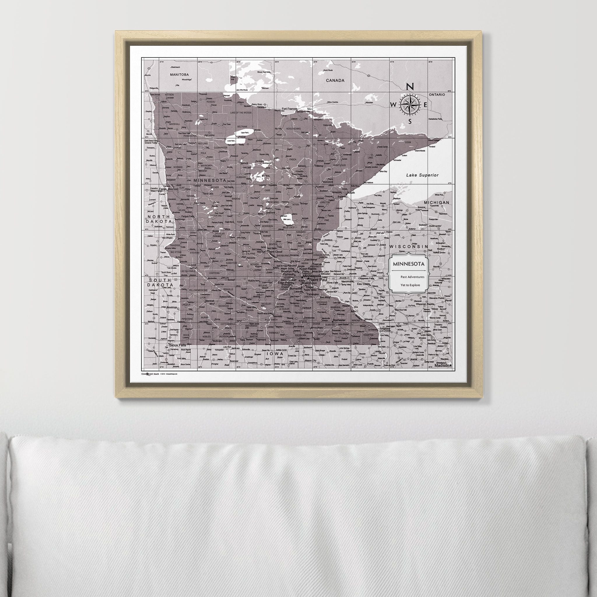 Push Pin Minnesota Map (Pin Board) - Dark Brown Color Splash CM Pin Board