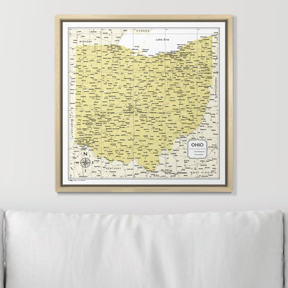 Push Pin Ohio Map (Pin Board) - Yellow Color Splash CM Pin Board