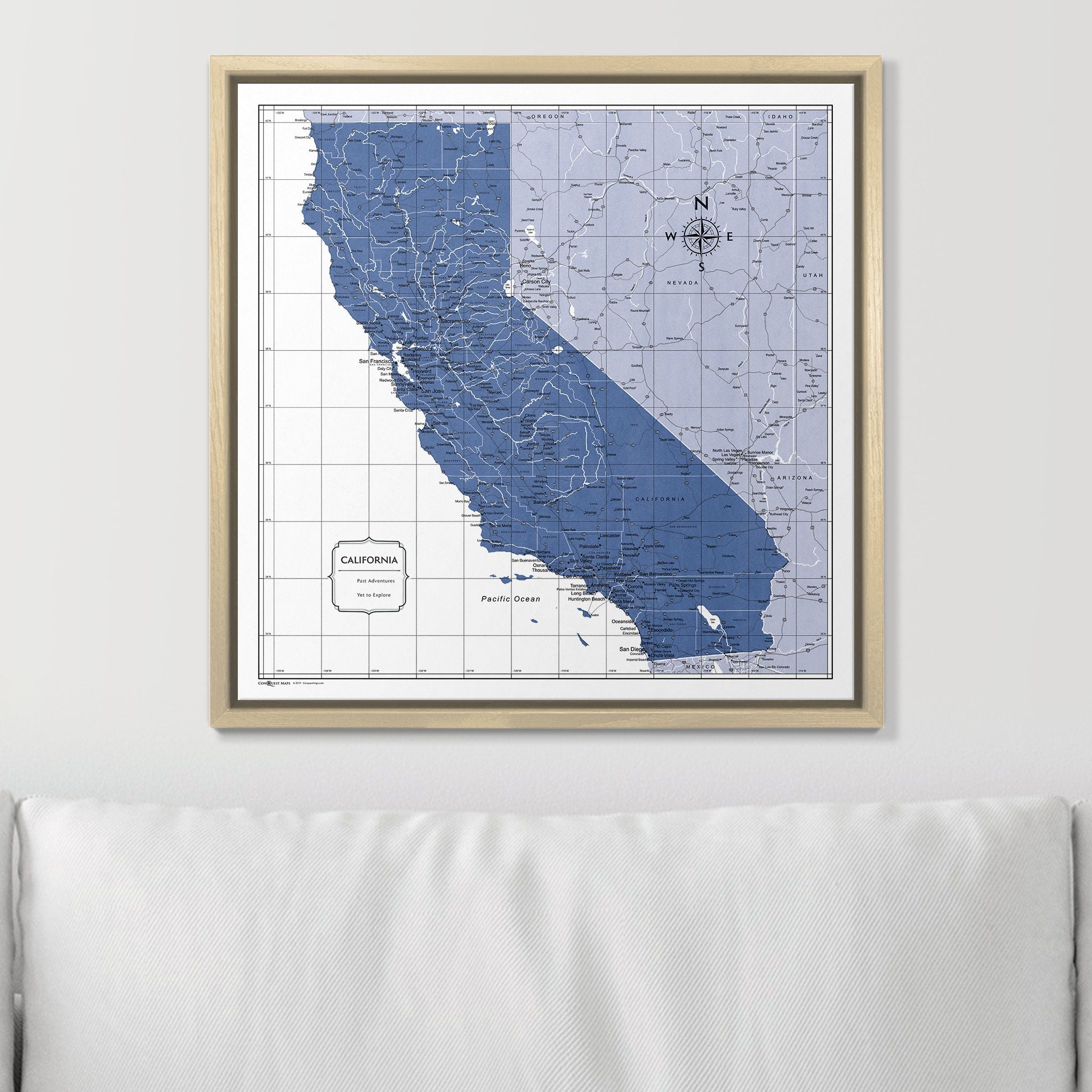 Push Pin California Map (Pin Board) - Navy Color Splash CM Pin Board