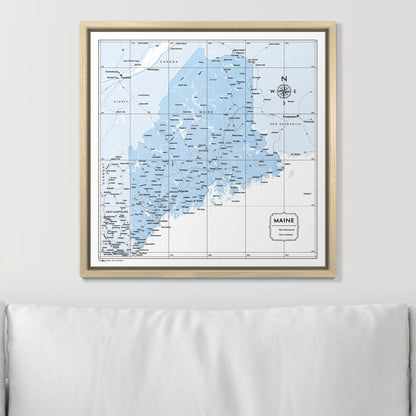 Push Pin Maine Map (Pin Board) - Light Blue Color Splash CM Pin Board