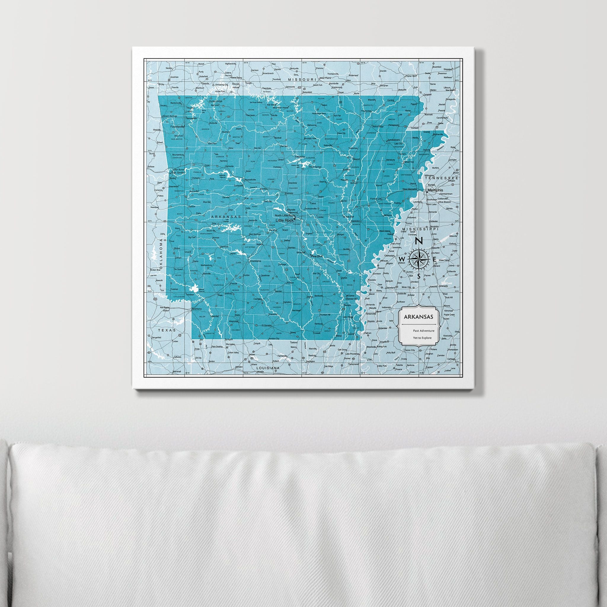 Push Pin Arkansas Map (Pin Board) - Teal Color Splash CM Pin Board