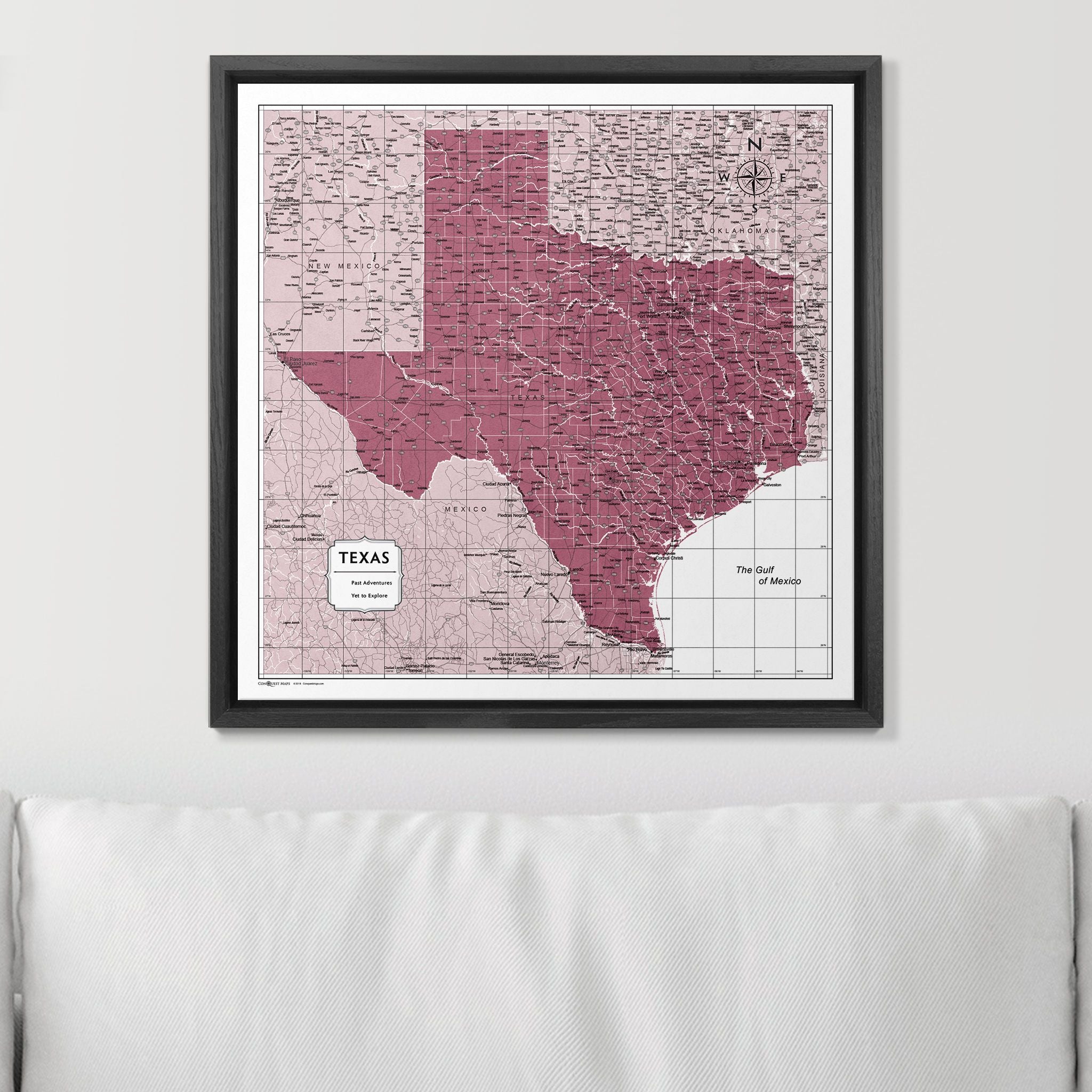 Push Pin Texas Map (Pin Board) - Burgundy Color Splash CM Pin Board