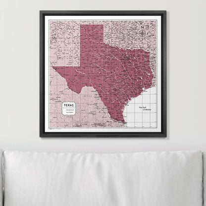 Push Pin Texas Map (Pin Board) - Burgundy Color Splash CM Pin Board