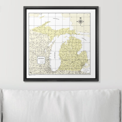 Push Pin Michigan Map (Pin Board) - Yellow Color Splash CM Pin Board