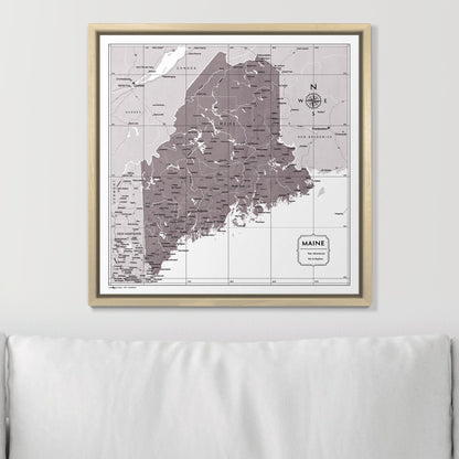 Push Pin Maine Map (Pin Board) - Dark Brown Color Splash CM Pin Board