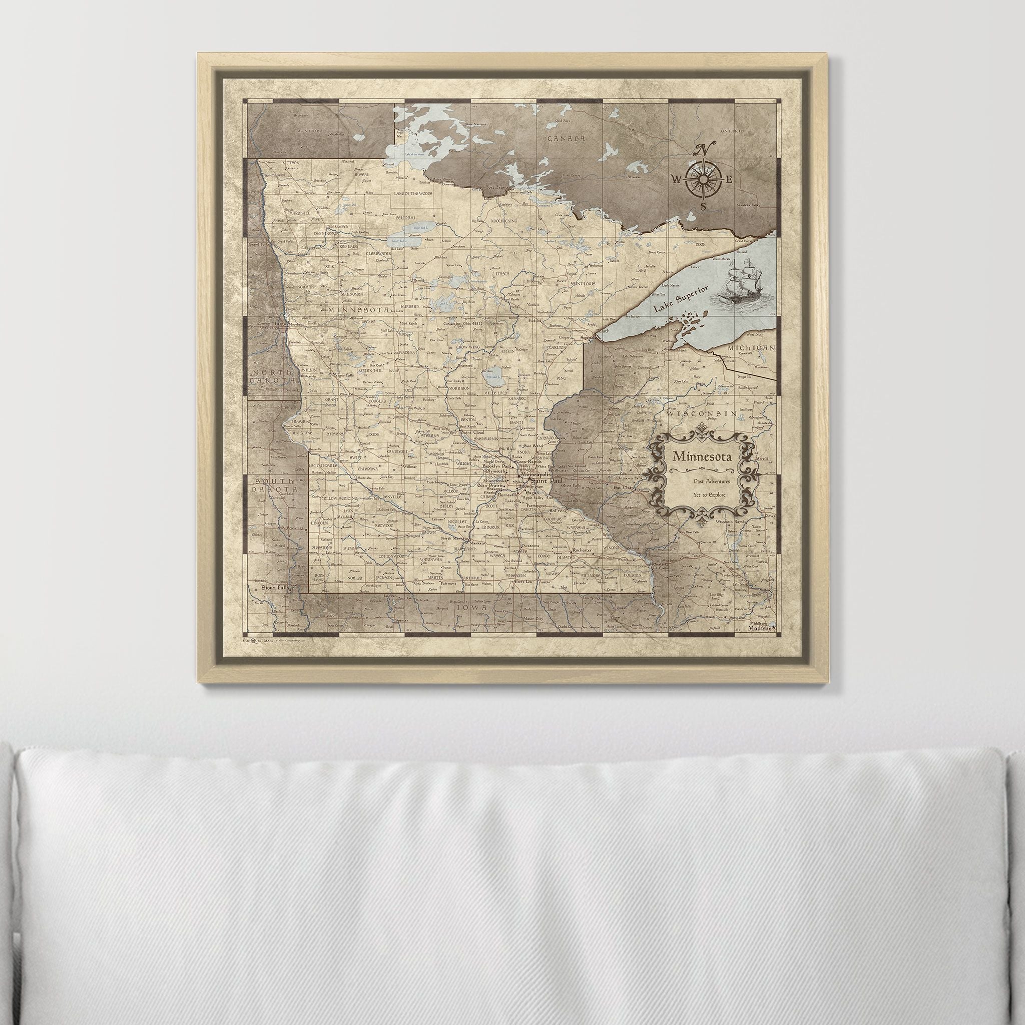 Push Pin Minnesota Map (Pin Board) - Rustic Vintage CM Pin Board