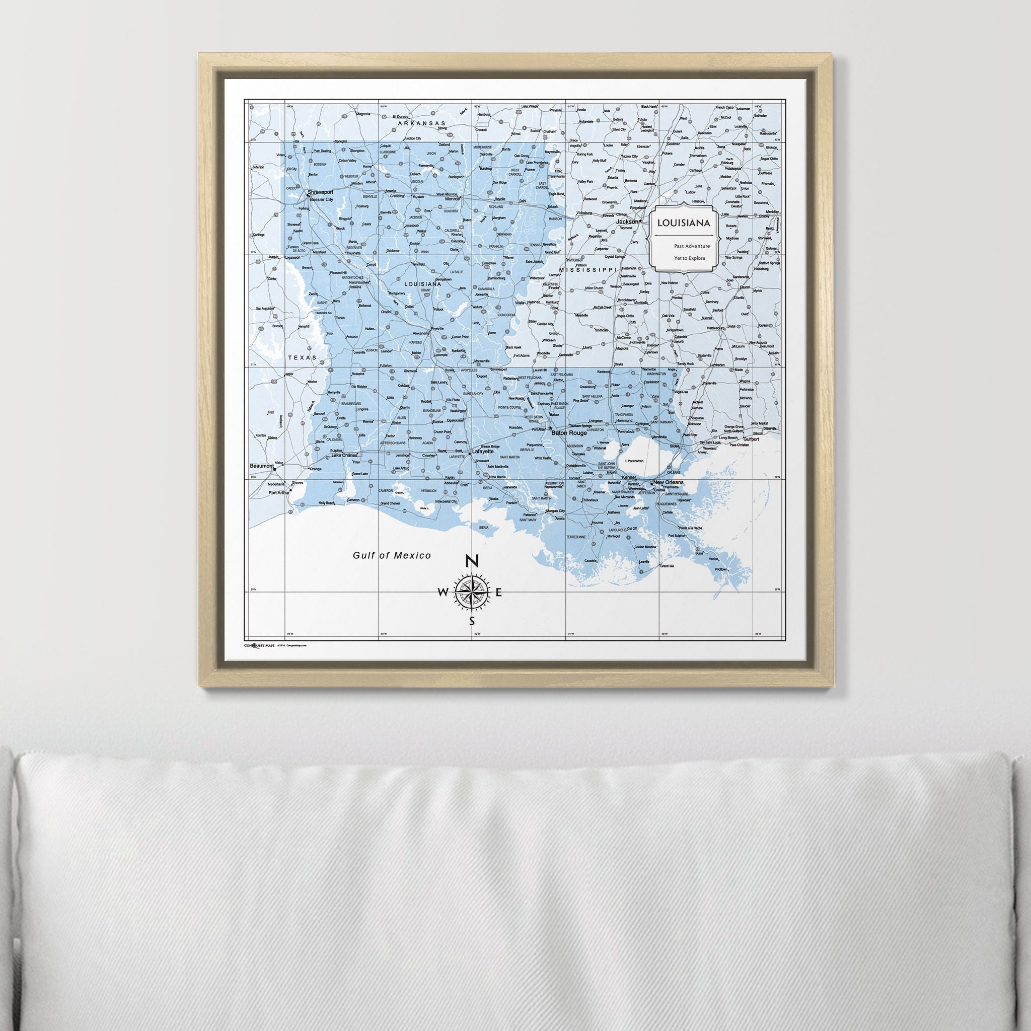 Push Pin Louisiana Map (Pin Board) - Light Blue Color Splash CM Pin Board