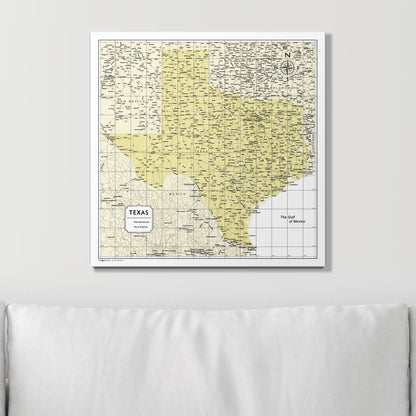 Push Pin Texas Map (Pin Board) - Yellow Color Splash CM Pin Board