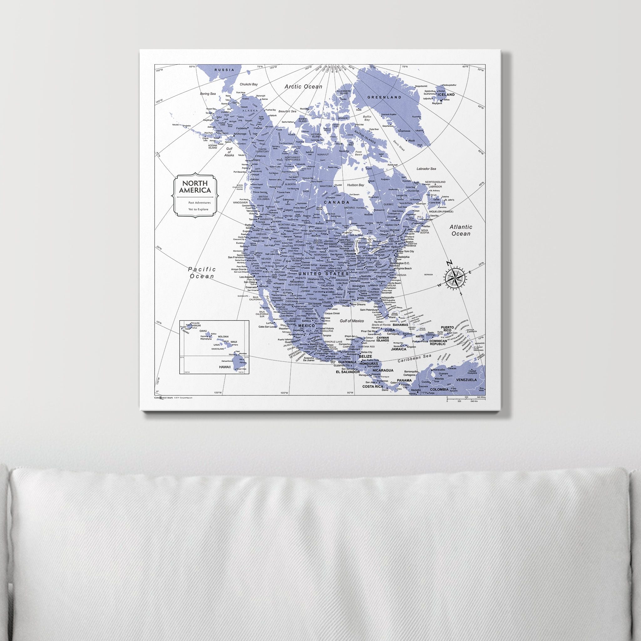 Push Pin North America Map (Pin Board) - Purple Color Splash CM Pin Board