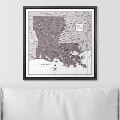 Push Pin Louisiana Map (Pin Board) - Dark Brown Color Splash CM Pin Board