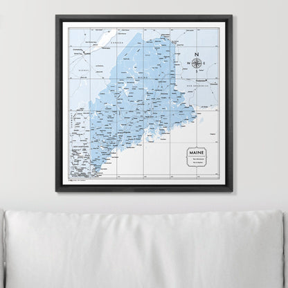 Push Pin Maine Map (Pin Board) - Light Blue Color Splash CM Pin Board