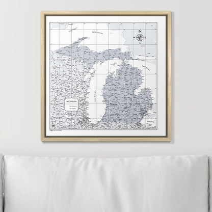 Push Pin Michigan Map (Pin Board) - Light Gray Color Splash CM Pin Board