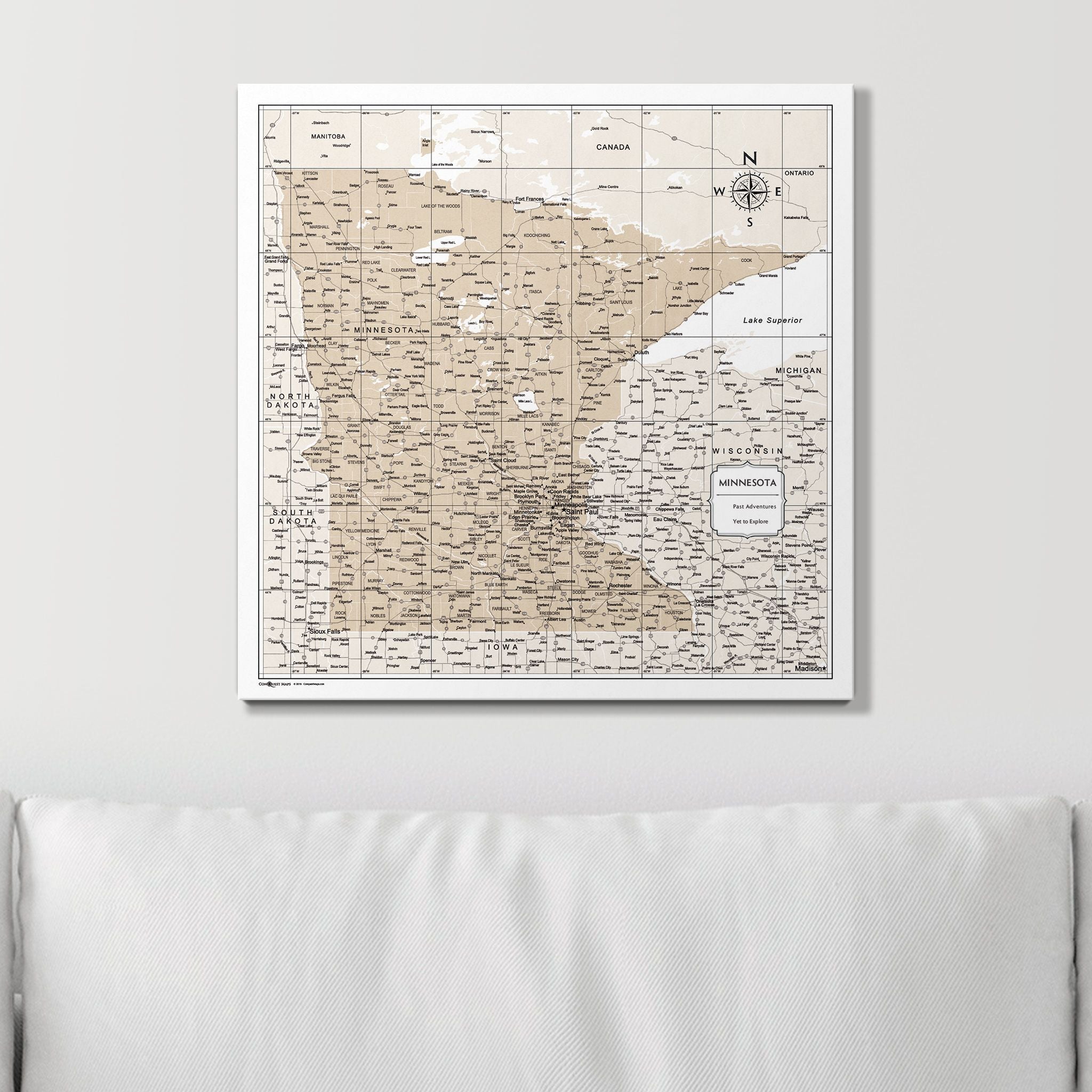 Push Pin Minnesota Map (Pin Board) - Light Brown Color Splash CM Pin Board