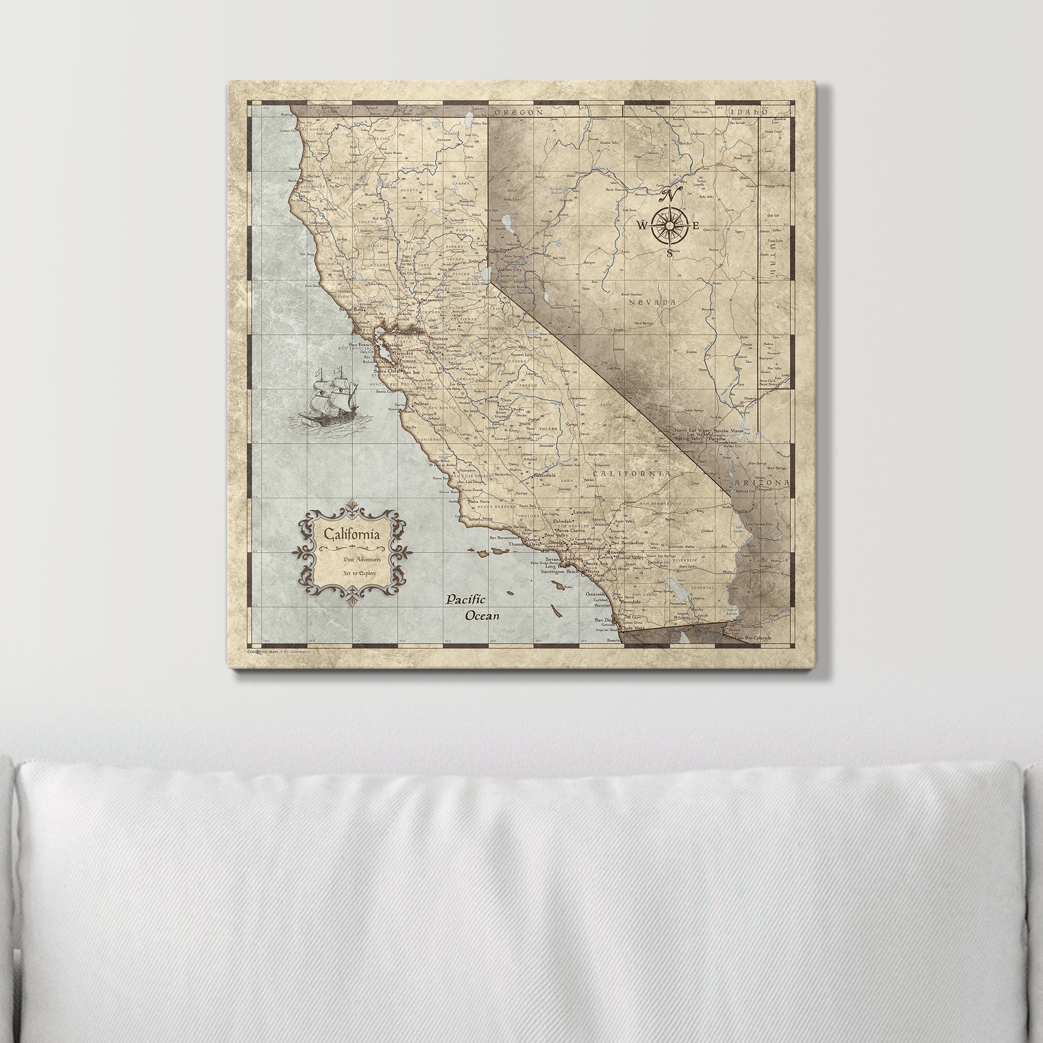 Push Pin California Map (Pin Board) - Rustic Vintage CM Pin Board