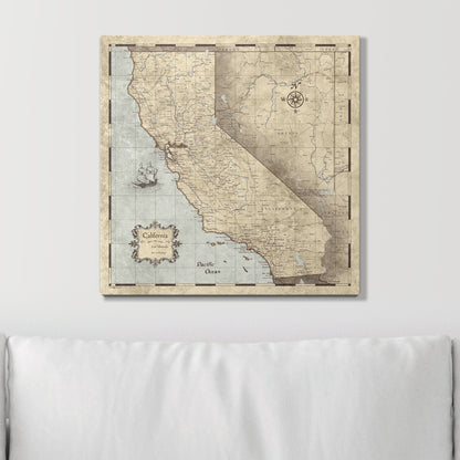 Push Pin California Map (Pin Board) - Rustic Vintage CM Pin Board