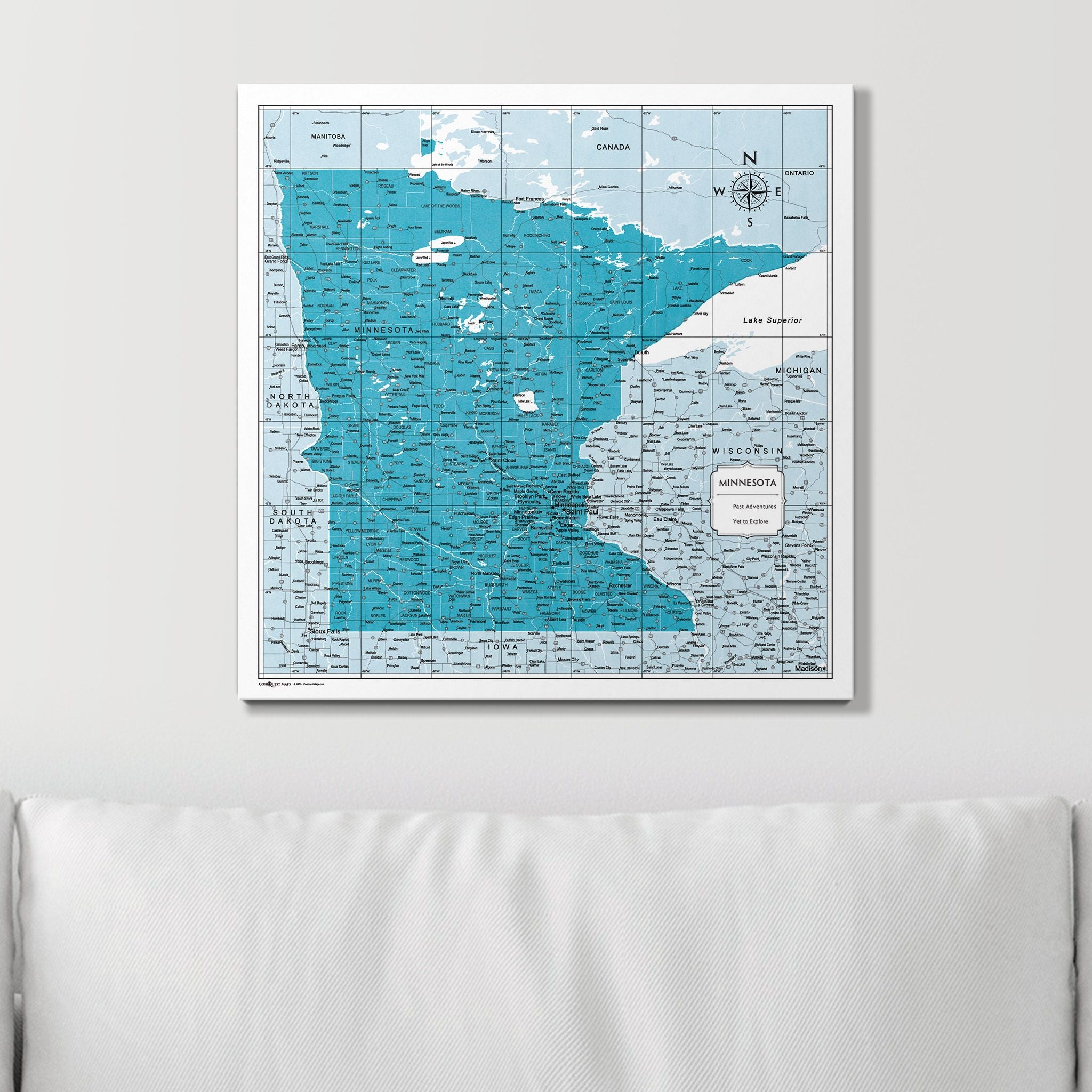 Push Pin Minnesota Map (Pin Board) - Teal Color Splash CM Pin Board