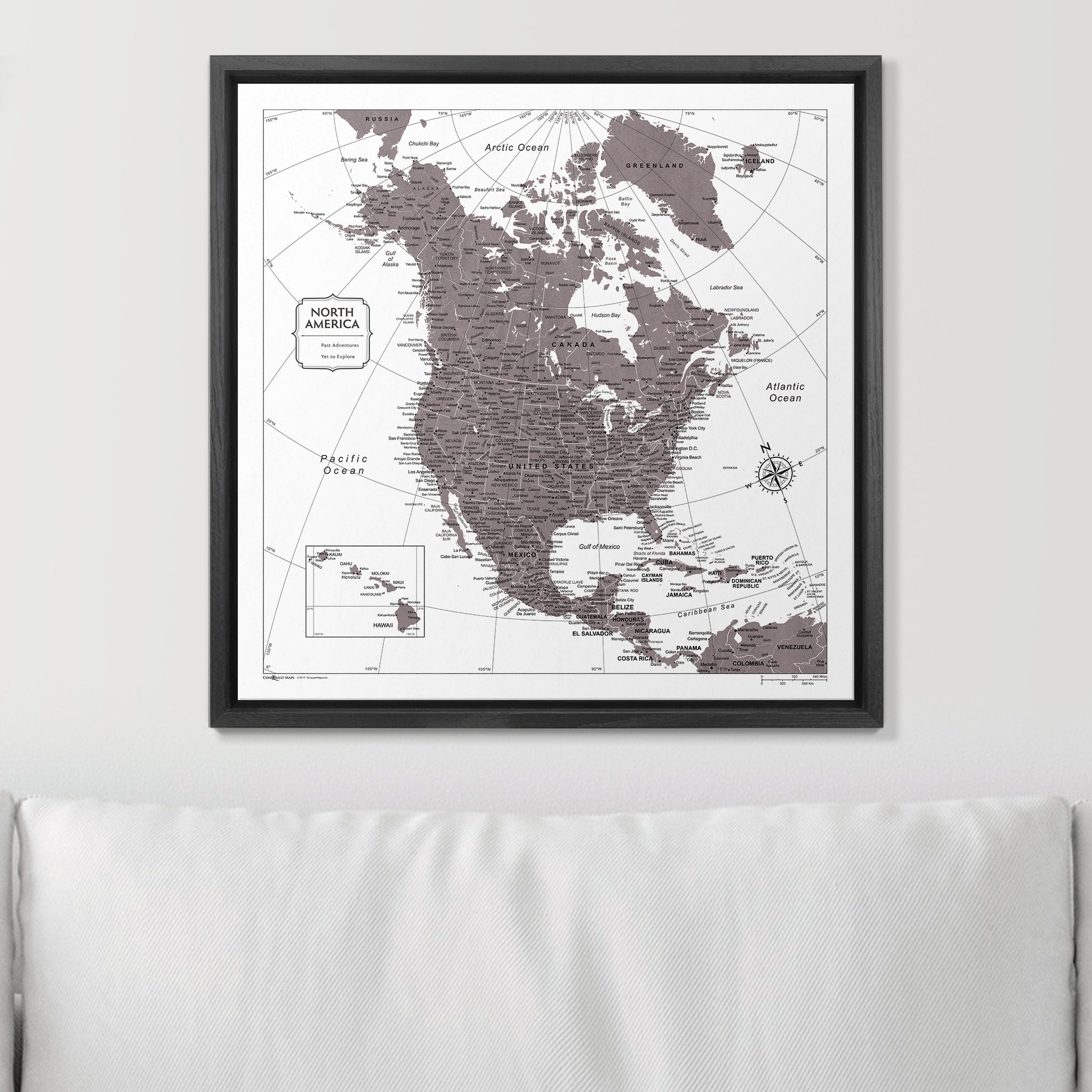 Push Pin North America Map (Pin Board) - Dark Brown Color Splash CM Pin Board