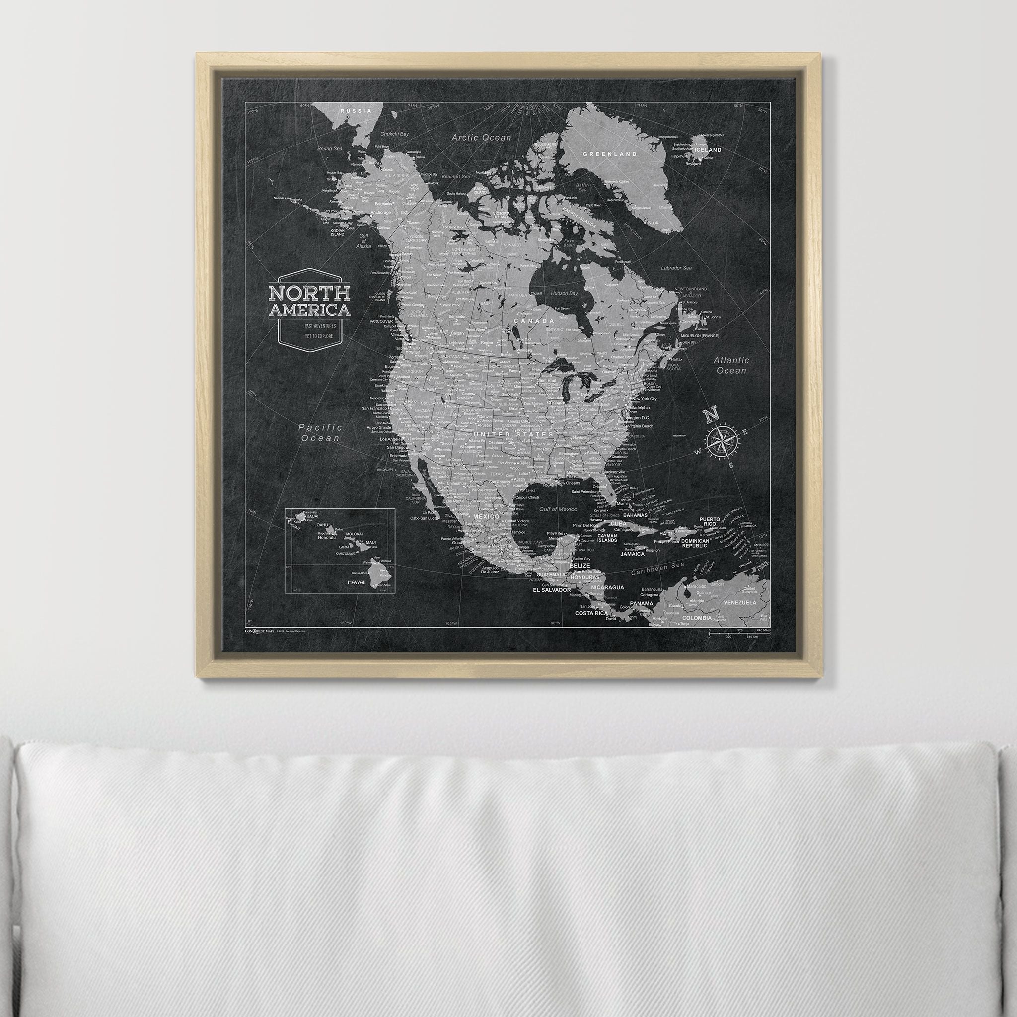 Push Pin North America Map (Pin Board) - Modern Slate CM Pin Board