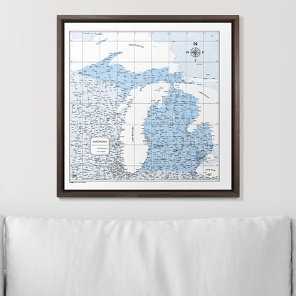 Push Pin Michigan Map (Pin Board) - Light Blue Color Splash CM Pin Board