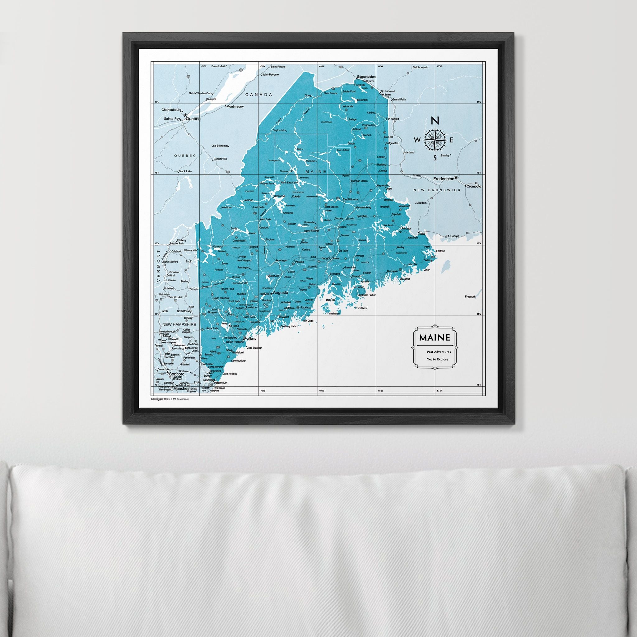 Push Pin Maine Map (Pin Board) - Teal Color Splash CM Pin Board