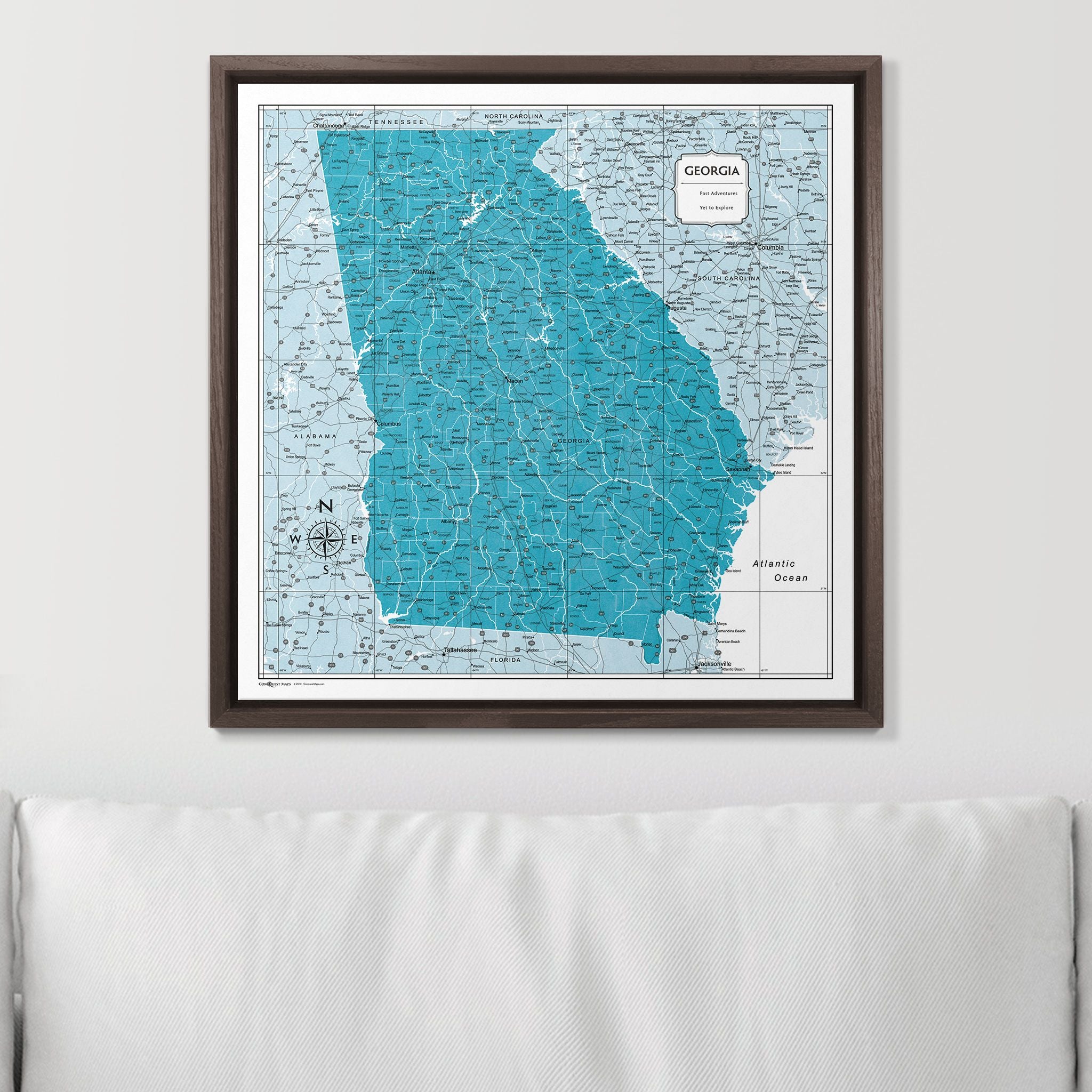 Push Pin Georgia Map (Pin Board) - Teal Color Splash CM Pin Board