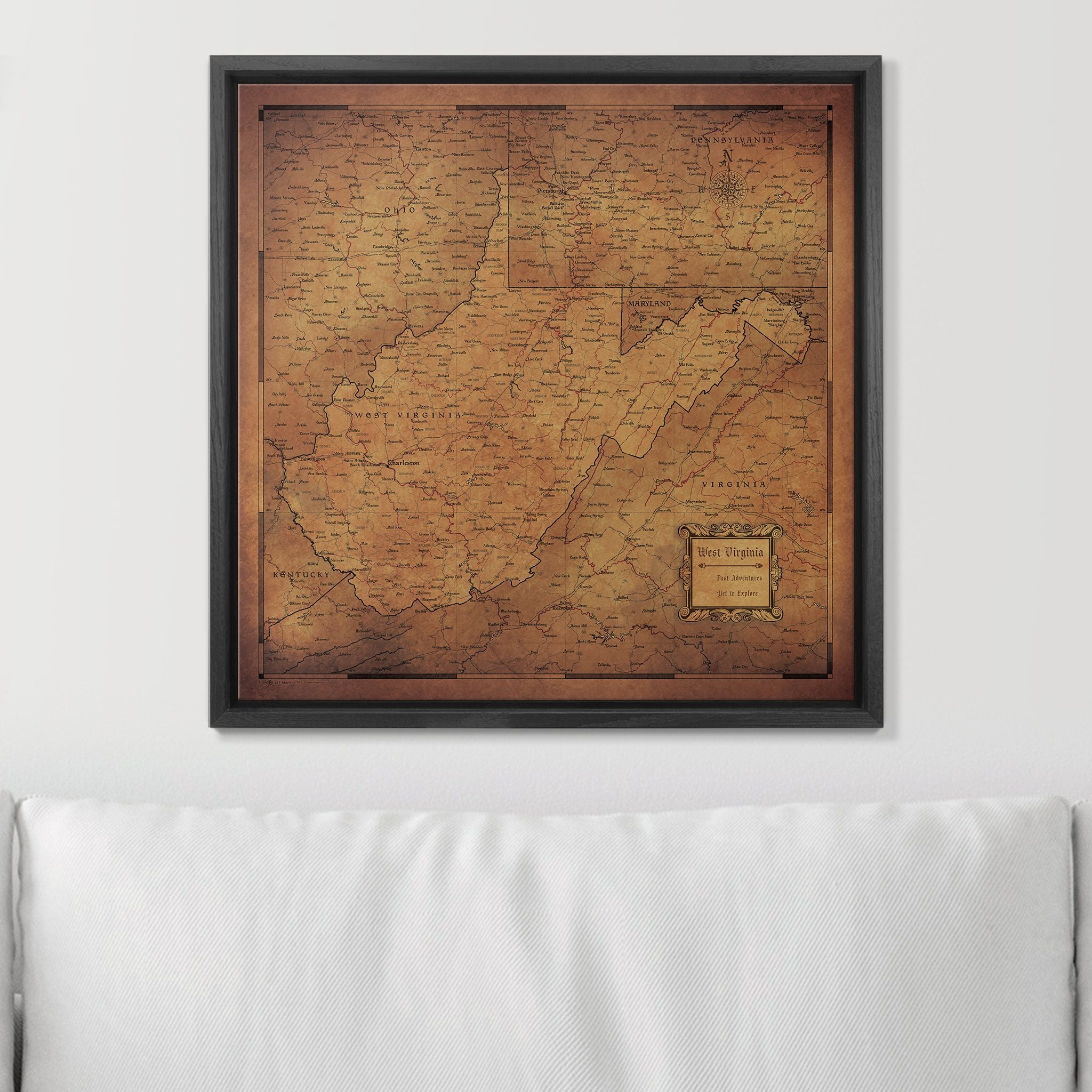 Push Pin West Virginia Map (Pin Board) - Golden Aged CM Pin Board