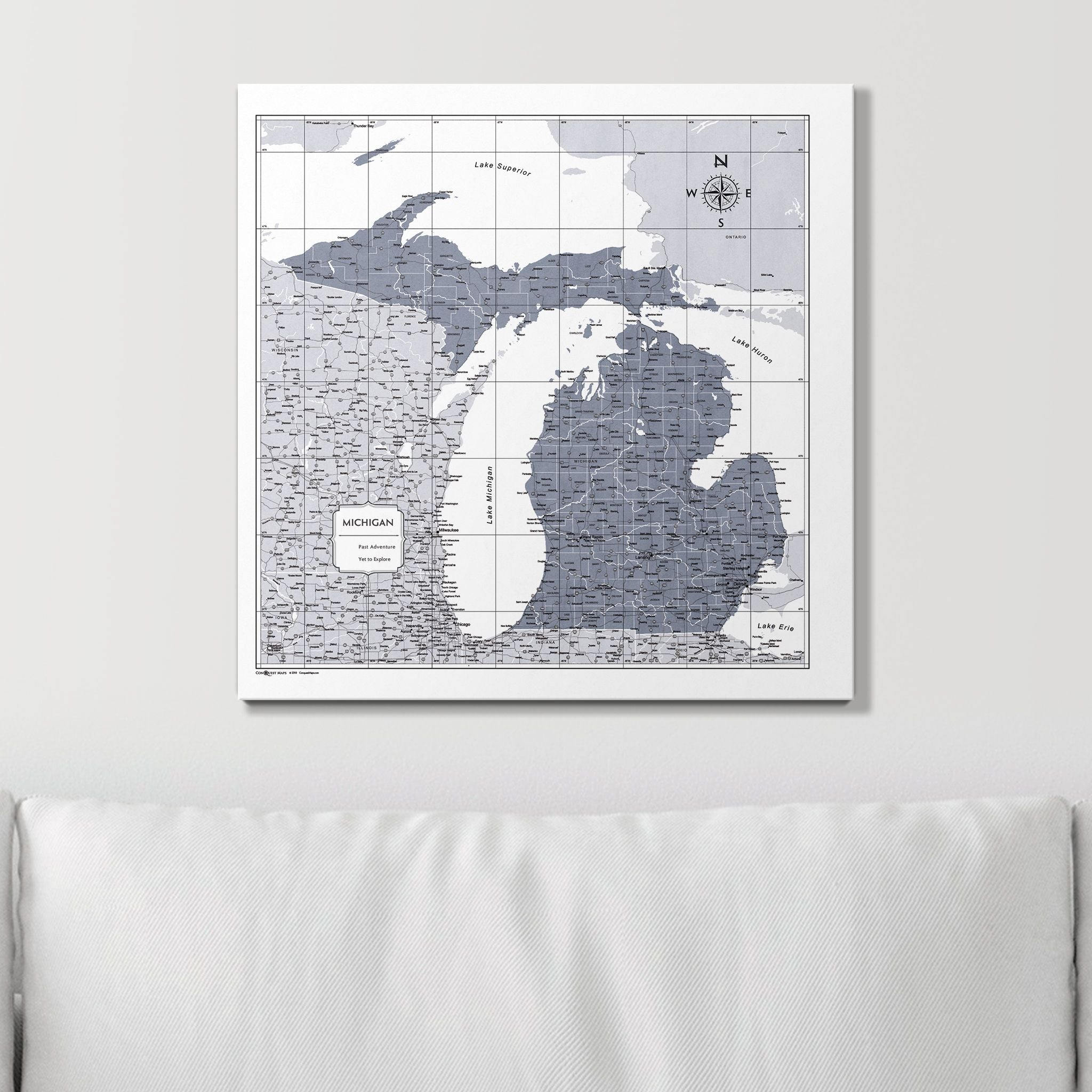 Push Pin Michigan Map (Pin Board) - Dark Gray Color Splash CM Pin Board