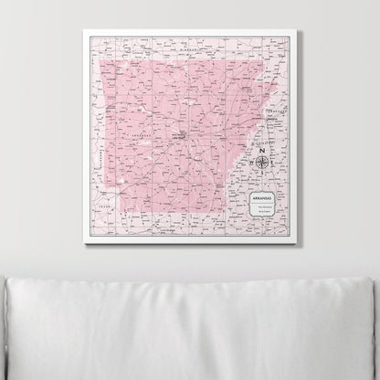 Push Pin Arkansas Map (Pin Board) - Pink Color Splash CM Pin Board