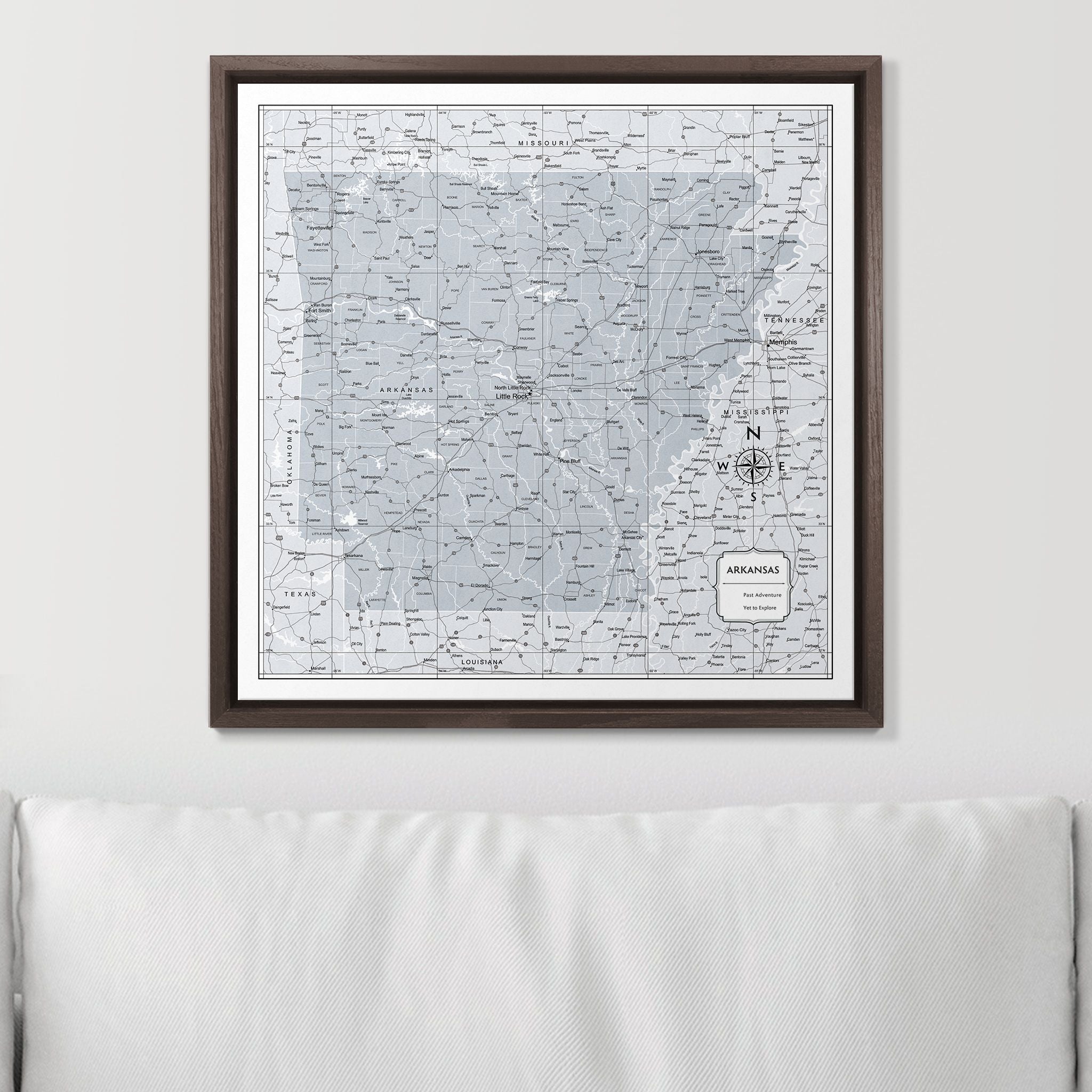 Push Pin Arkansas Map (Pin Board) - Light Gray Color Splash CM Pin Board