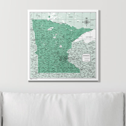 Push Pin Minnesota Map (Pin Board) - Green Color Splash CM Pin Board