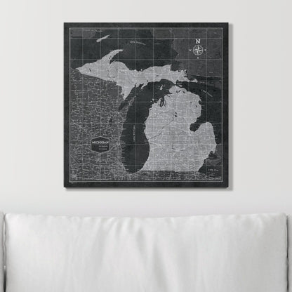 Push Pin Michigan Map (Pin Board) - Modern Slate CM Pin Board