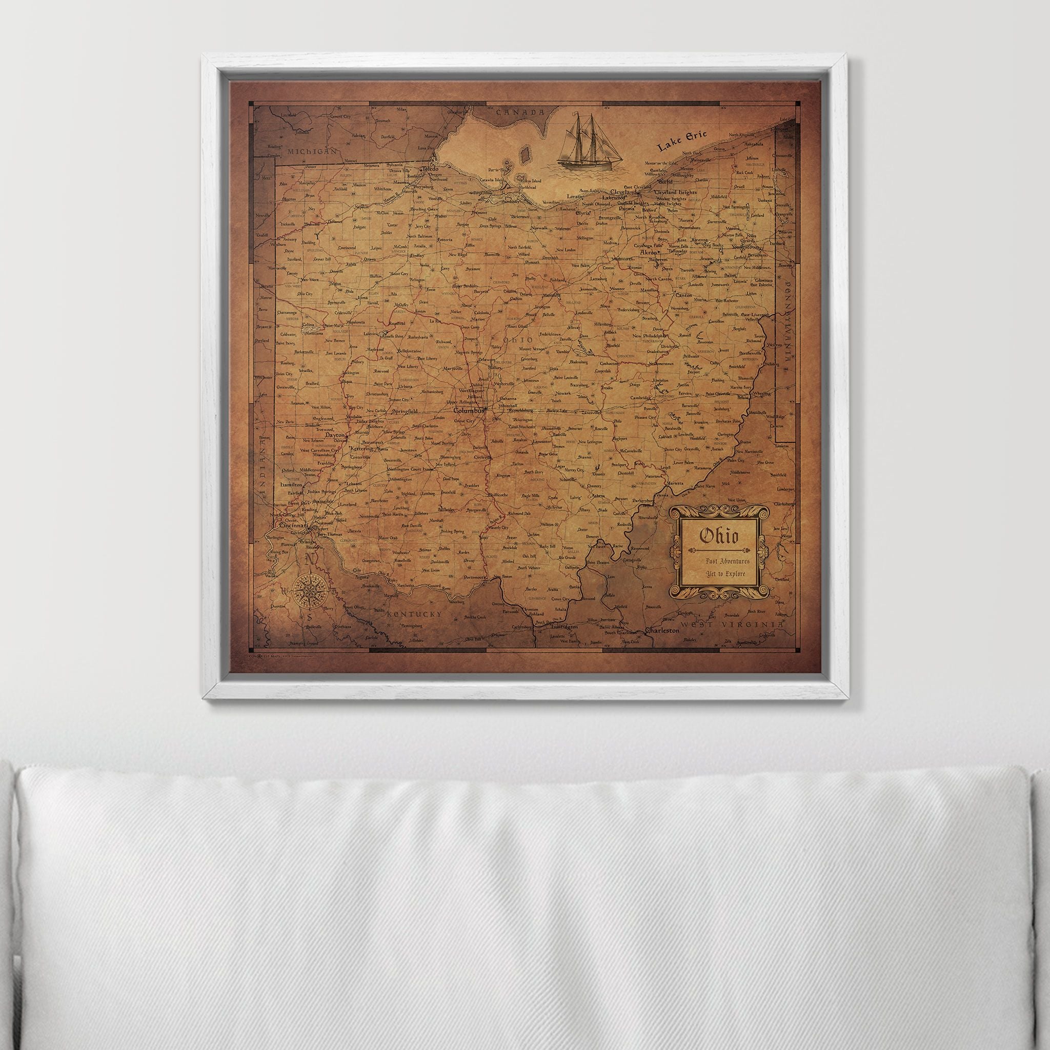 Push Pin Ohio Map (Pin Board) - Golden Aged CM Pin Board