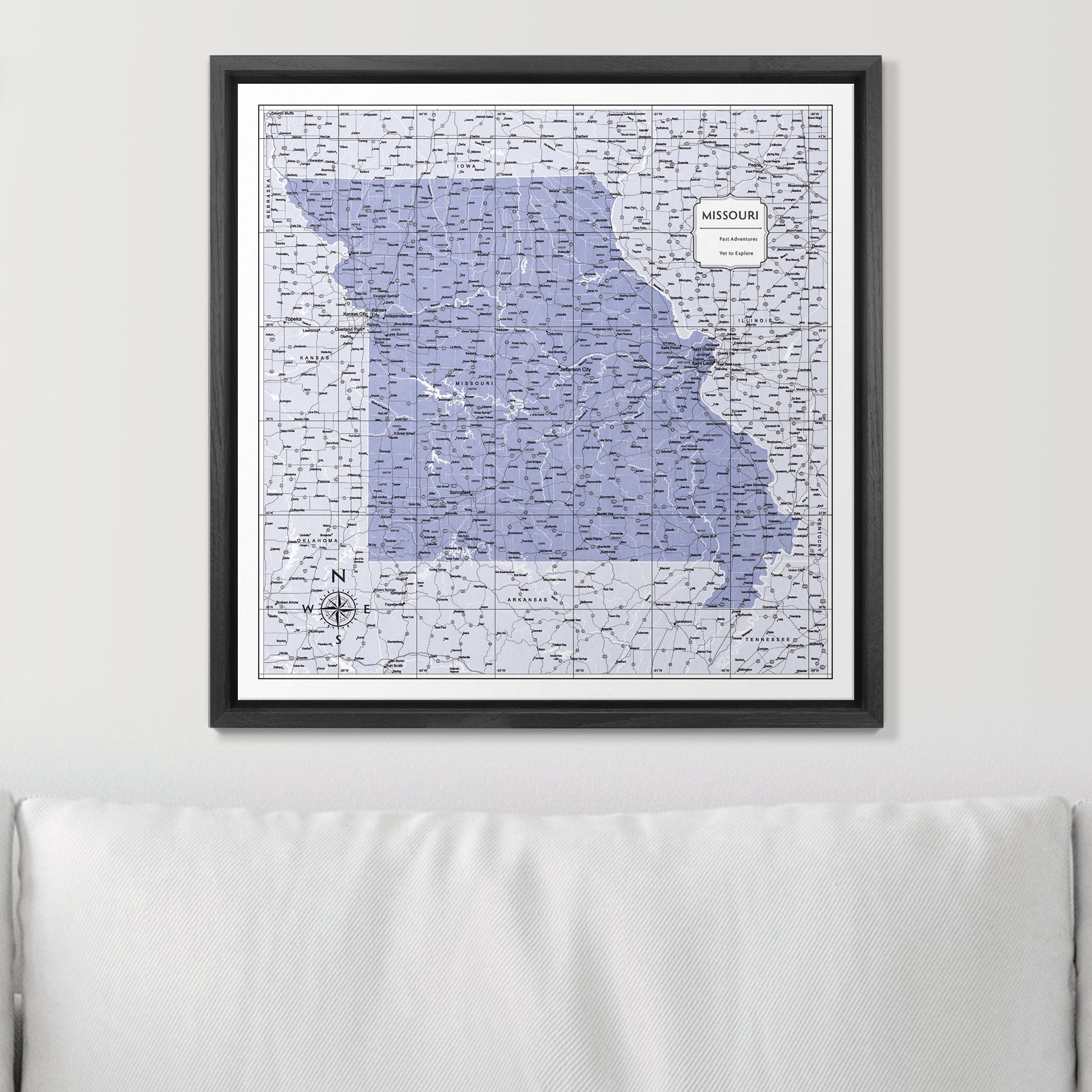 Push Pin Missouri Map (Pin Board) - Purple Color Splash CM Pin Board