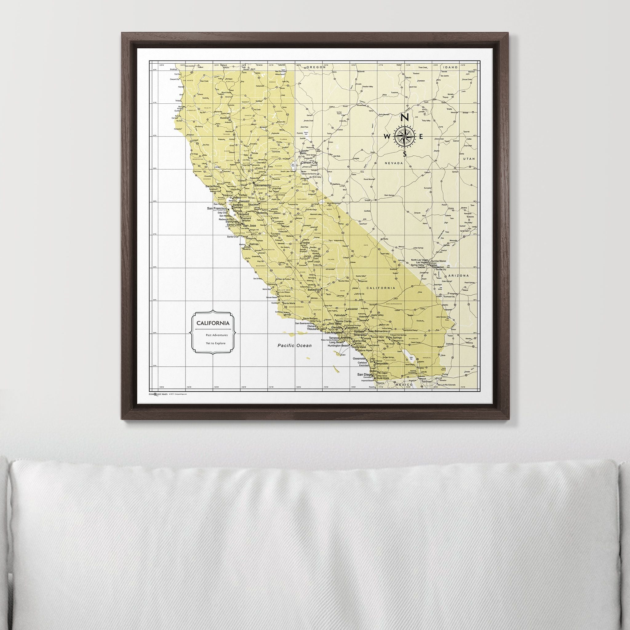 Push Pin California Map (Pin Board) - Yellow Color Splash CM Pin Board