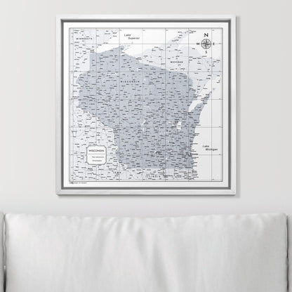 Push Pin Wisconsin Map (Pin Board) - Light Gray Color Splash CM Pin Board