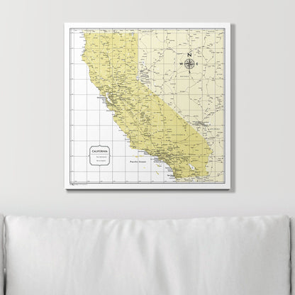 Push Pin California Map (Pin Board) - Yellow Color Splash CM Pin Board