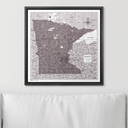 Push Pin Minnesota Map (Pin Board) - Dark Brown Color Splash CM Pin Board