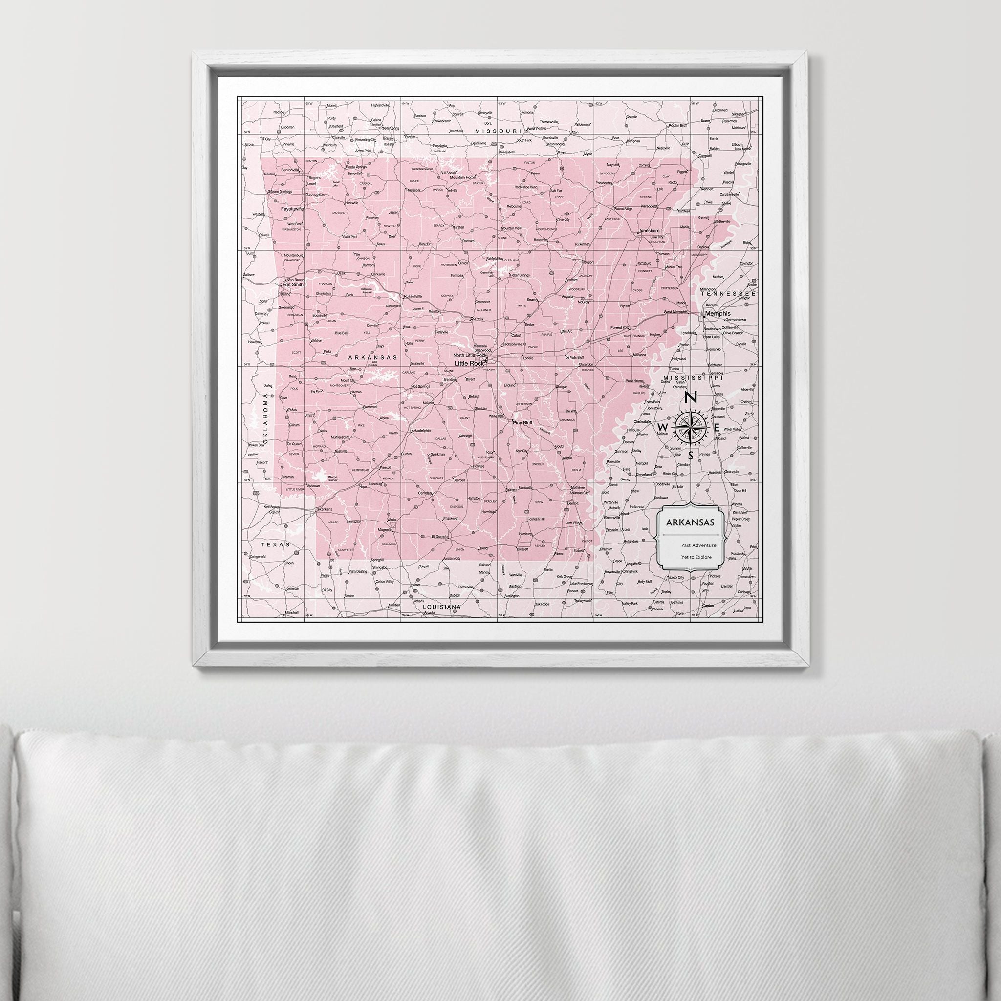 Push Pin Arkansas Map (Pin Board) - Pink Color Splash CM Pin Board