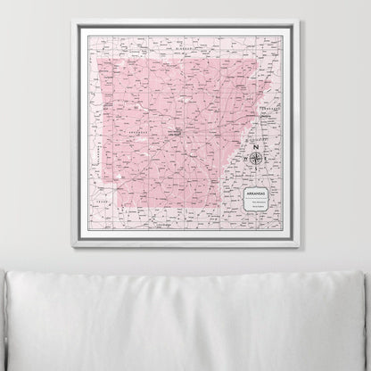 Push Pin Arkansas Map (Pin Board) - Pink Color Splash CM Pin Board